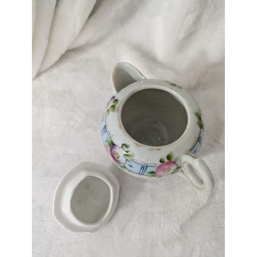 Antique Nippon Hand Painted Creamer With Lid